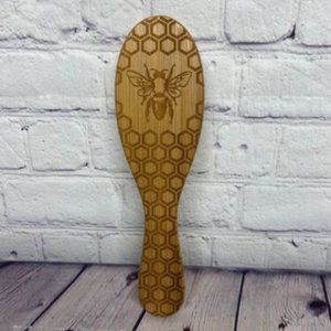 Bamboo Hairbrush Eco Friendly Laser Engraved Sustainability - Bee Pattern ID-2-2